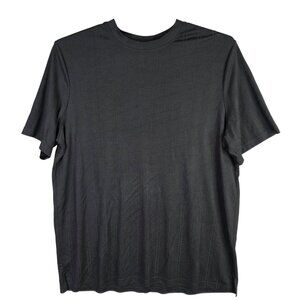 Mens King Size Black T Shirt Crew Neck Short Sleeve Rayon Polyester Blend 2XL